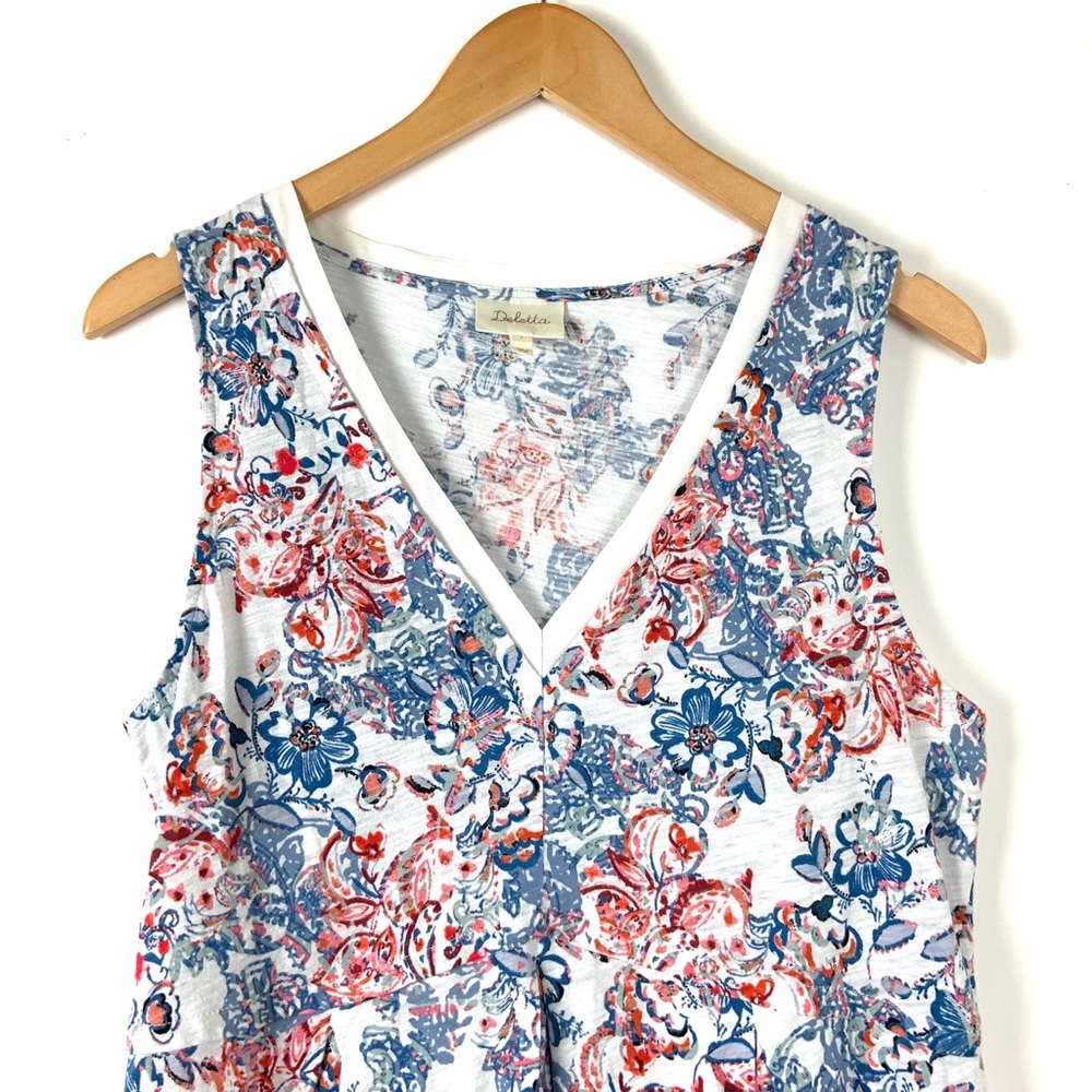 Anthropologie Deletta Amalia Floral Tank V Neck Lg - Picture 4 of 6